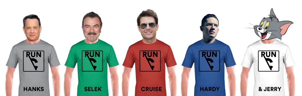Tom's in Run Through Cancer t-shirts